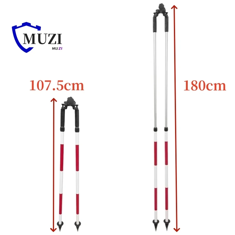 2PCS High Quality Thumb Release Bipod Surveying Pole,180cm Retractable Surveying Rods Prism Pole for Total Station GPS GNSS