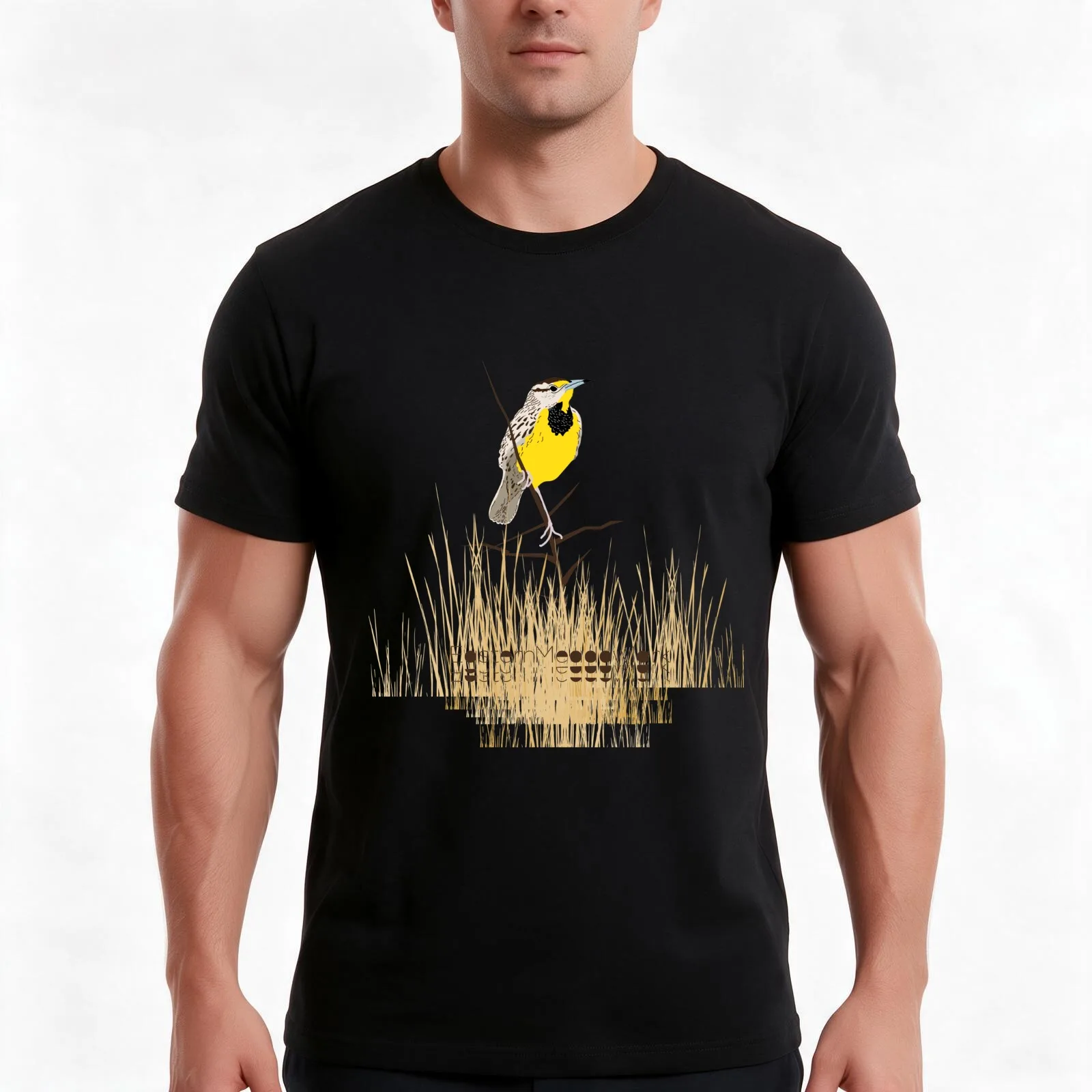 Eastern Meadowlark T-Shirt, Summer Casual Cotton Tee, Oversized Streetwear Tops, Vintage Graphic Print, Loose Fit Short Sleeve