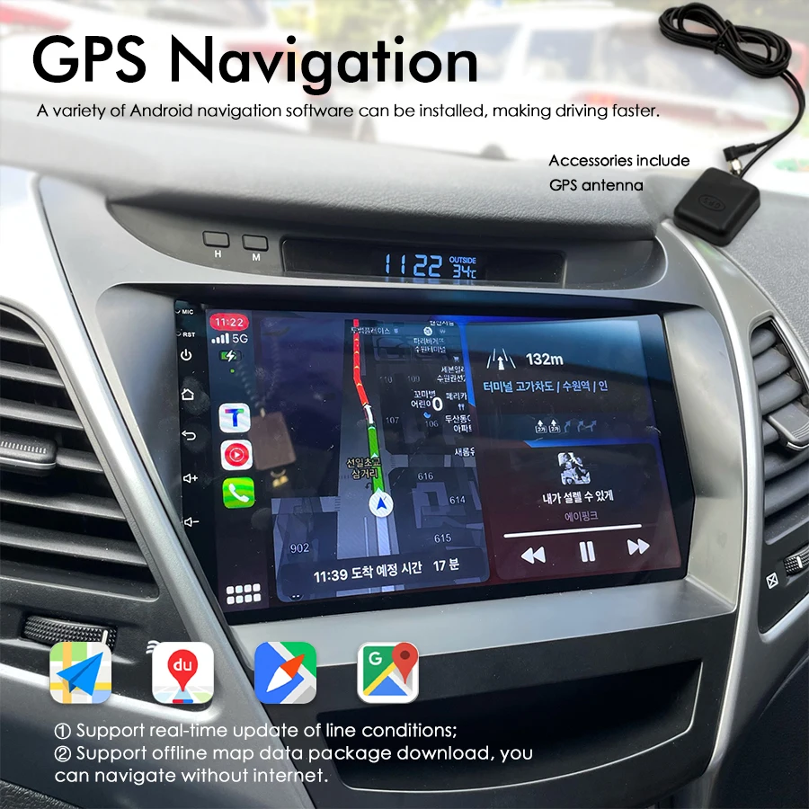 CarPlay Android 14 AI Voice Car Radio 8GB+128GB GPS Navigation For Hyundai Elantra Avante I35 2011-2016 Multimedia Video Player