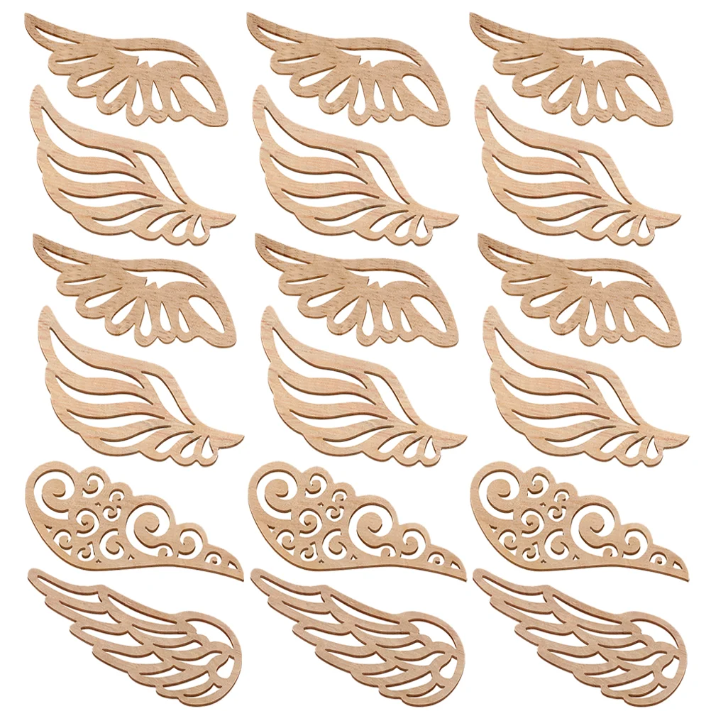 40 Pcs Decor Log Angel Wings Wooden Slices Crafts Christmas Party Supplies DIY Graffiti Beige Blank Cutouts Chip Toddler