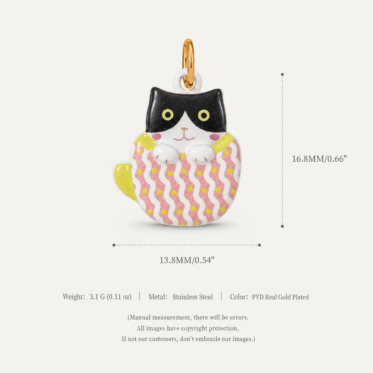 316 Edelstahl Wasserdicht Farbbeständig Modische Tier-Serie Katze DIY Anhänger Charms für Schmuck – Detail 5