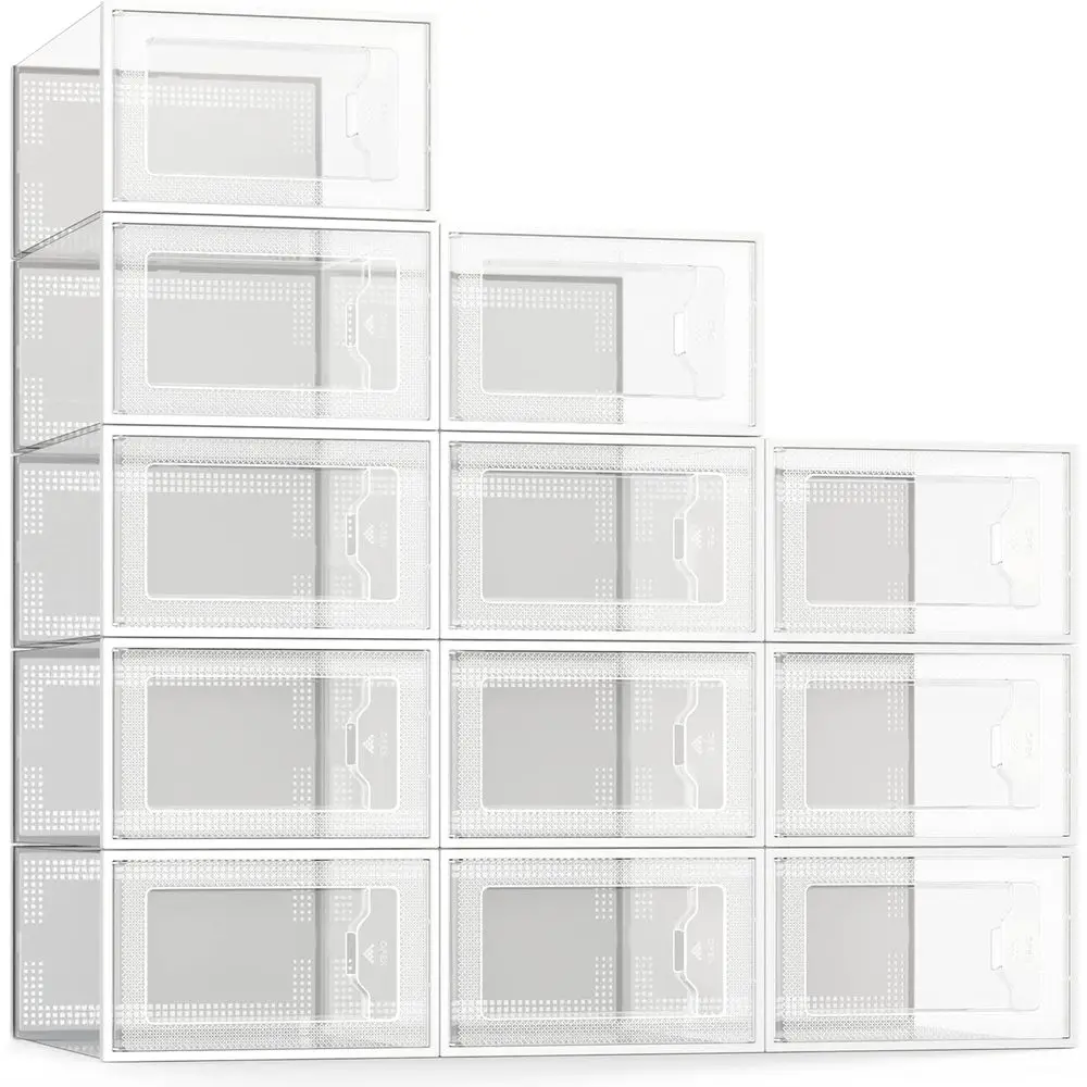 

X-Large Shoe Storage Box it Size 11, Clear Plastic Stackable Shoe Organizer or Closet, Space Saving oldable Shoe Rack Sneaker Co