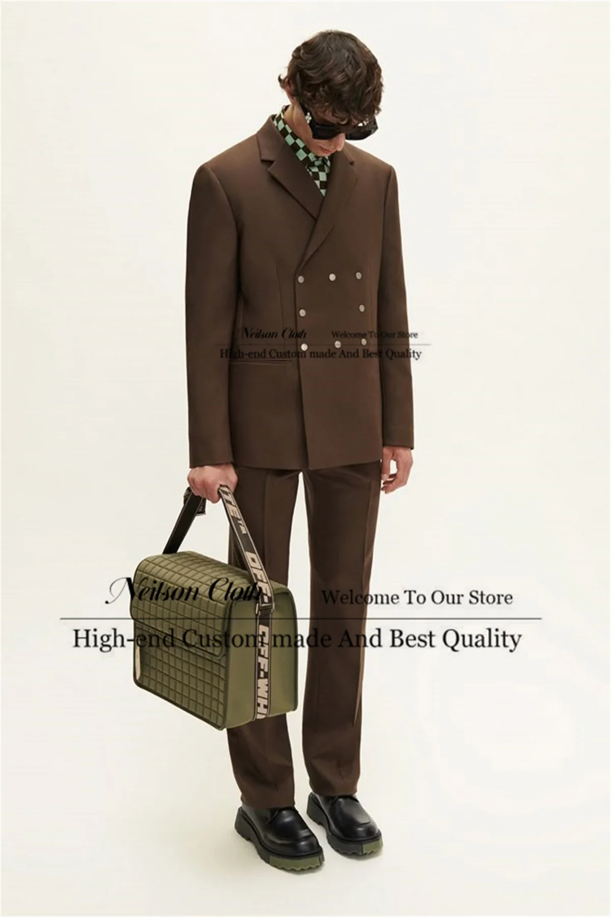 

Fashion Brown Male Prom Blazers Slim Fit Notched Lapel Groom Wedding Tuxedos Customized Groomsmen 2 Pieces Sets Terno Masculino