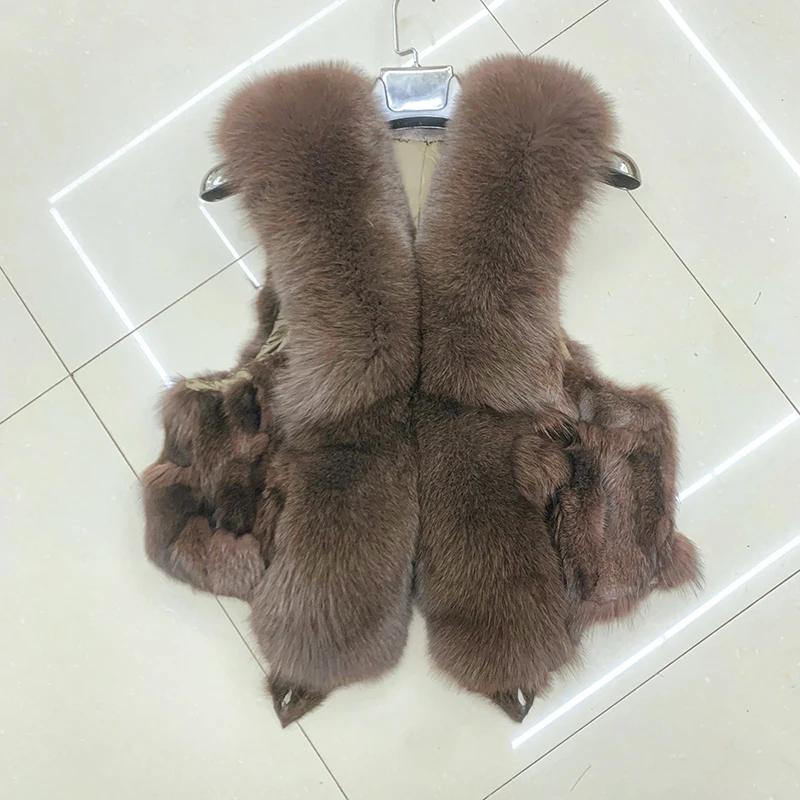 New Style Women Winter Natural Fox Fur Vest Warm Soft 100% Genuine Fox Fur Gilet Lady Quality Real Fox Fur Sleeveless Coat