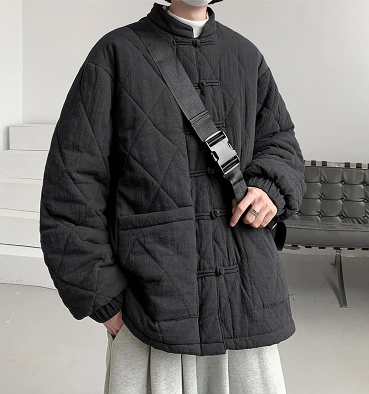 

Новая китайская мужская утепленная хлопковая куртка-пуховик ветрозащитная, на пуговицах, большого размера, теплая, с длинными рукавами