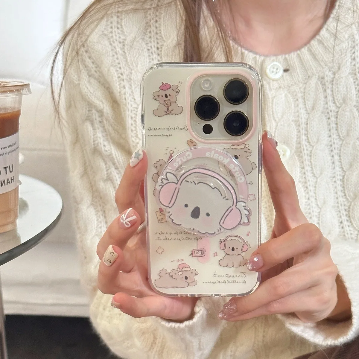 Magnetic Rock Koala Phone Case with Bracket For iPhone 11 12 13 14 15 16 pro max