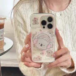 Magnetic Rock Koala Phone Case with Bracket For iPhone 11 12 13 14 15 16 pro max