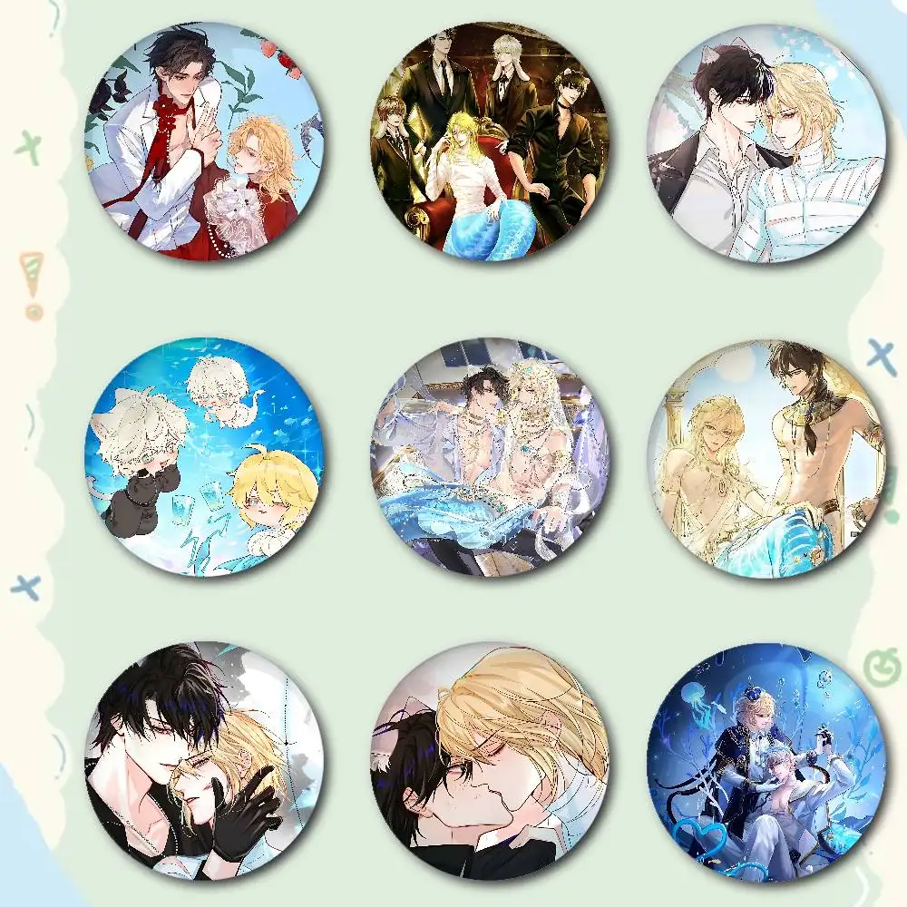 The F-Falling Merman Premium Tinplate Round Lapel Pins: Cute Badge Brooches For Shoulder Bag Accessories, Souvenir Gifts