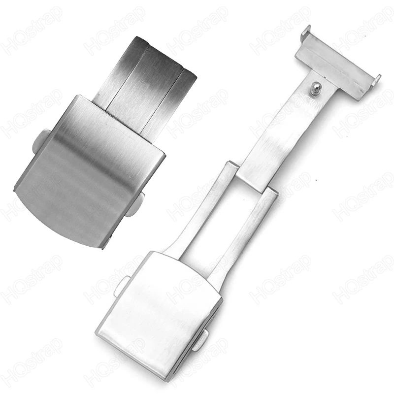 High Quality Button Double Press Folding Turtle Back Buckle Stainless Steel Buckles Silver 18mm 20mm 22mm Watch Strap Clasp