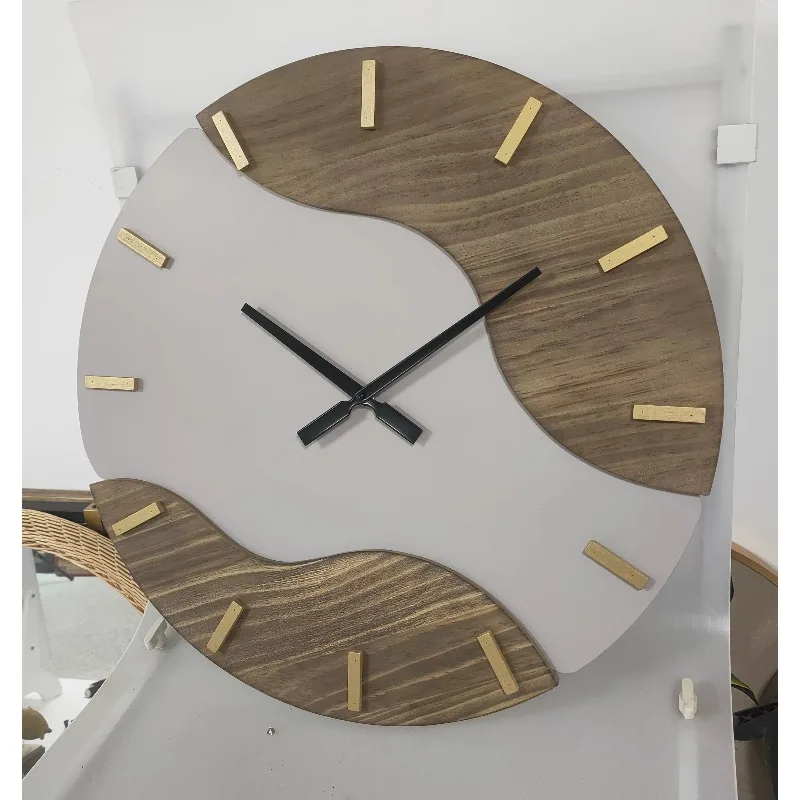 

60 см большие дропшиппинг 2025 современные роскошные настенные декоративные деревянные часы домашний декор дома гостиная кварцевые бесшумные