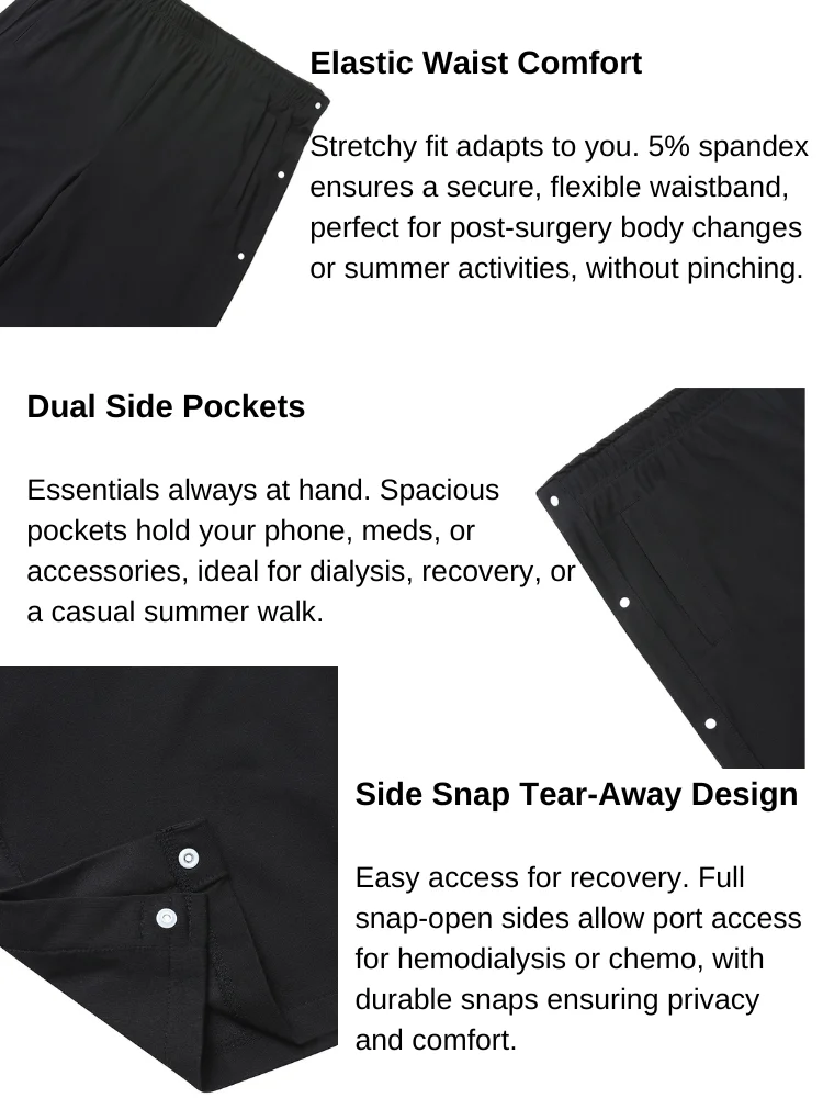 Celana Pendek Snap-Open Uniseks dengan Sorona & Serat Bubur Bambu, Antibakteri Pelindung Matahari, Pendinginan Cepat Kering untuk Musim Panas