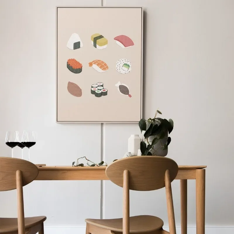 2026 Minimalist Japanese Sushi Guide Poster Boho Retro Food Watercolour Picture Canvas Painting Wall Art for Kitchen Room Home
