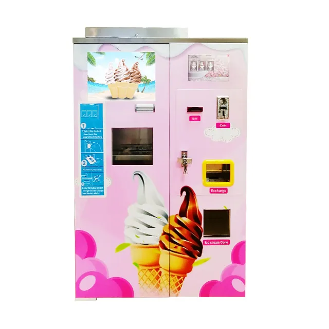Customized Hot Sale Soft Serve Ice Cream Vending Maker Fresh Serve Ice Cream Vending Machine 24H Unmanned Cashless QR Payment