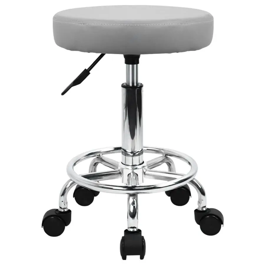 

PU Leather Round Rolling Stool with Foot Rest Swivel Height Adjustment Spa Drafting Salon Tattoo Work Office Massage Stools Task