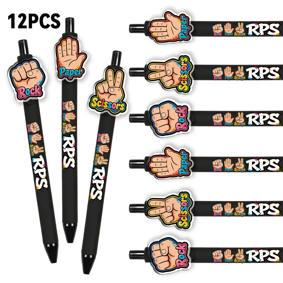 

Набор из 6/12 черных круглых ручек для игры в Камень-ножницы-бумага, для студентов, офисные канцелярские принадлежности