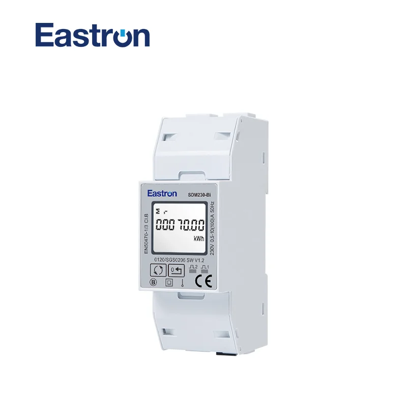 SDM230-BI MID Single Phase Din Rail Energy Meter, Bi-directional, CE , 100A , Import and Export Energy Measured