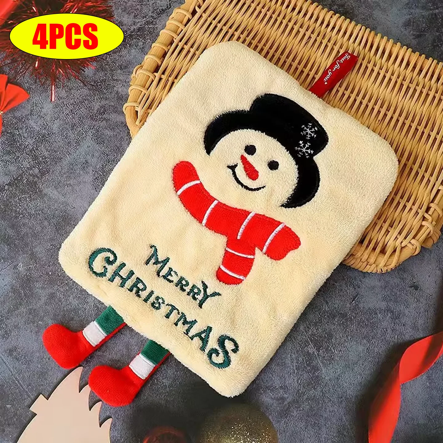 

Xmas Cute Hanging Hand Towel: Thick Coral Fleece, Absorbent Quick-Dry Kitchen Rag, Christmas Home Decor & Friend Gift