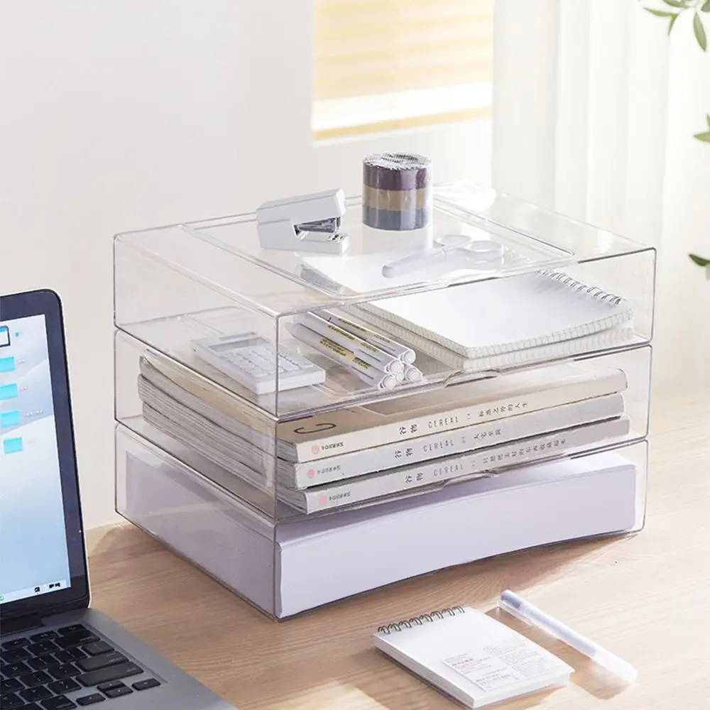 

Plastic A4 Paper Sorting Box Stackable Solid Desktop Storage Rack Household Large Capacity Drawer Desk Organizer Desktop