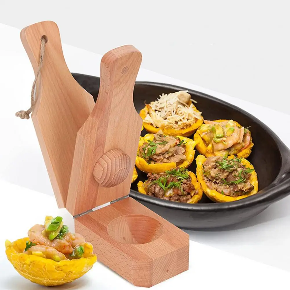 Wooden Tostones Plantain Press with Handle Wooden Banana Plantain Press Combo for Making Chips Cups Tostones for Easy