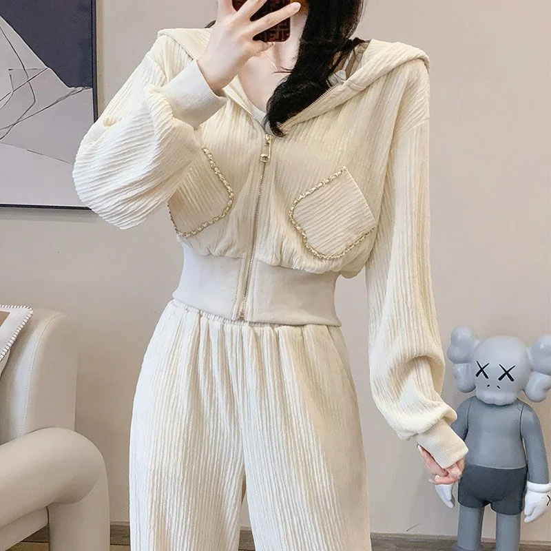 Fashionable Sporty Two-Piece Set Complete Outfit Spring 2023 Women\'s Casual Wear Comfortable Long Pants Stylish Sweatshirt