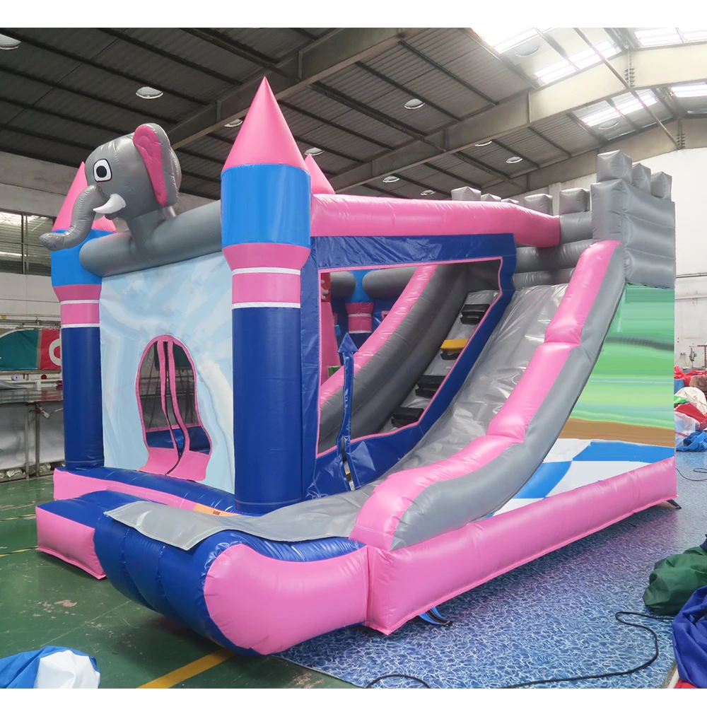 Château de videur d'éléphant 4.5x4m, toboggan gonflable Durable, maison de rebond avec toboggan à vendre