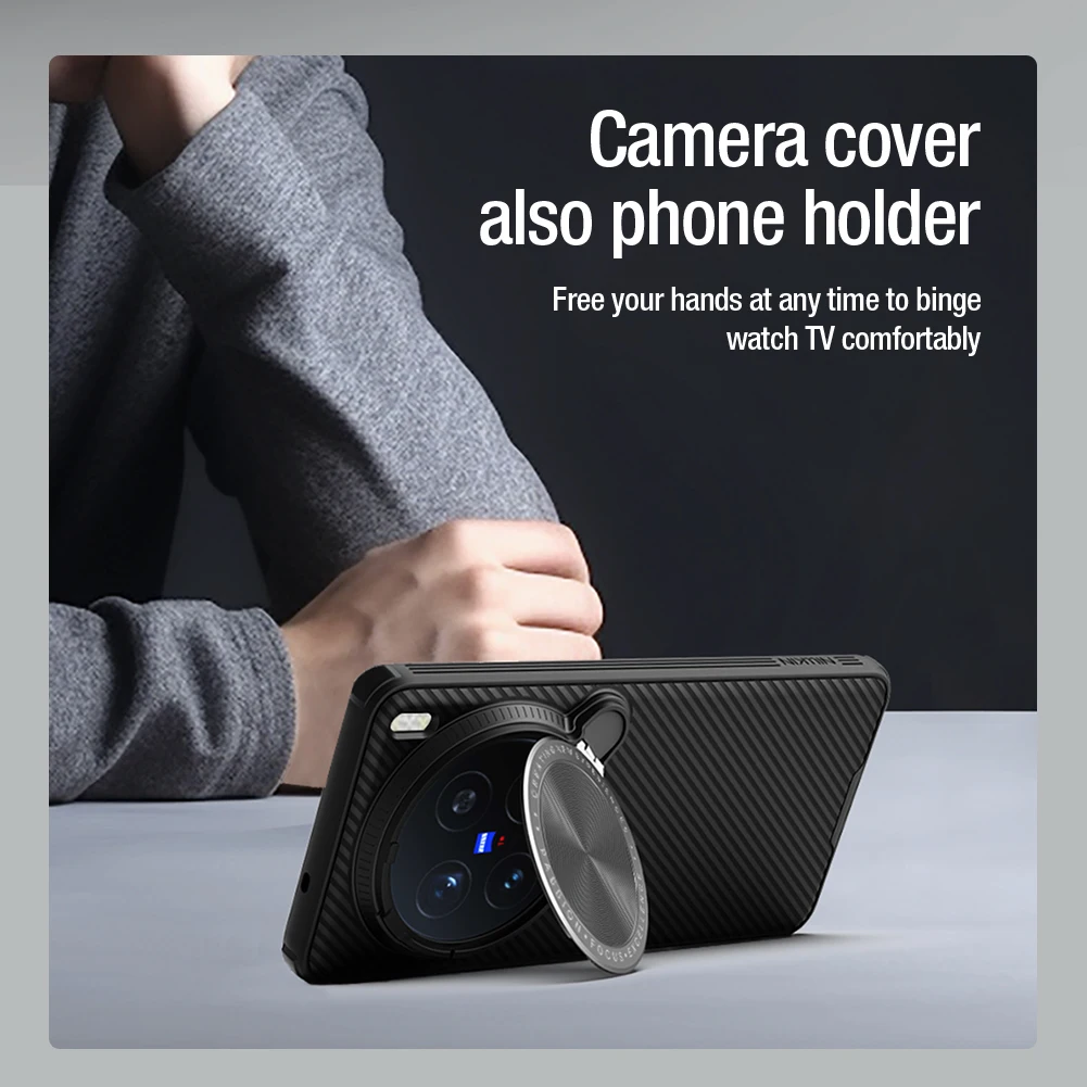 Nillkin für Vivo X200 Pro, magnetische Hülle, Magsafe-Kameraobjektivabdeckung, Ständer, 360°, All-Inclusive-Ecken, stoßfeste Telefon-Hartschale