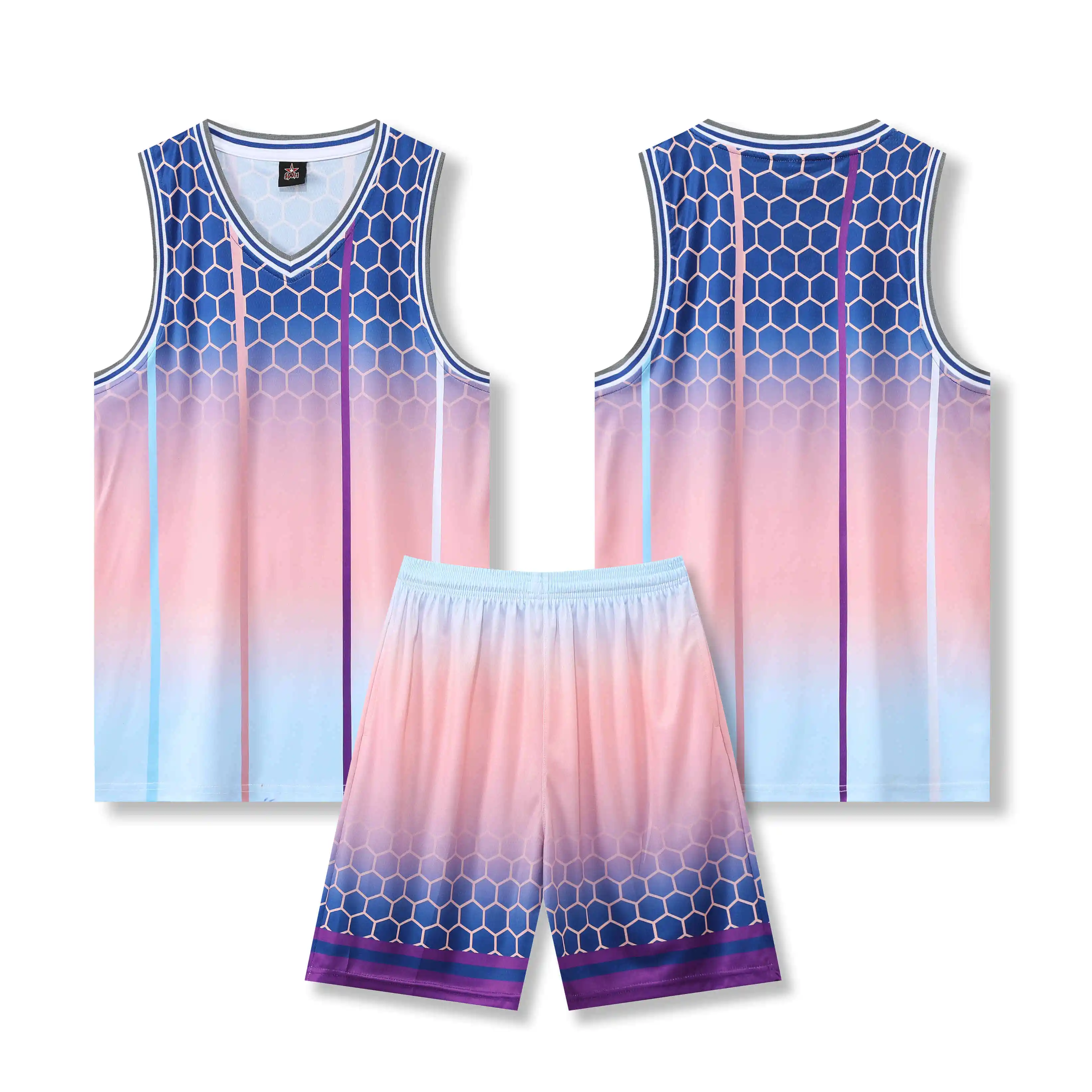 Nuovo set da uomo maglie da basket traspiranti gioco primario squadra manica corta uniforme da allenamento gilet e pantaloncini