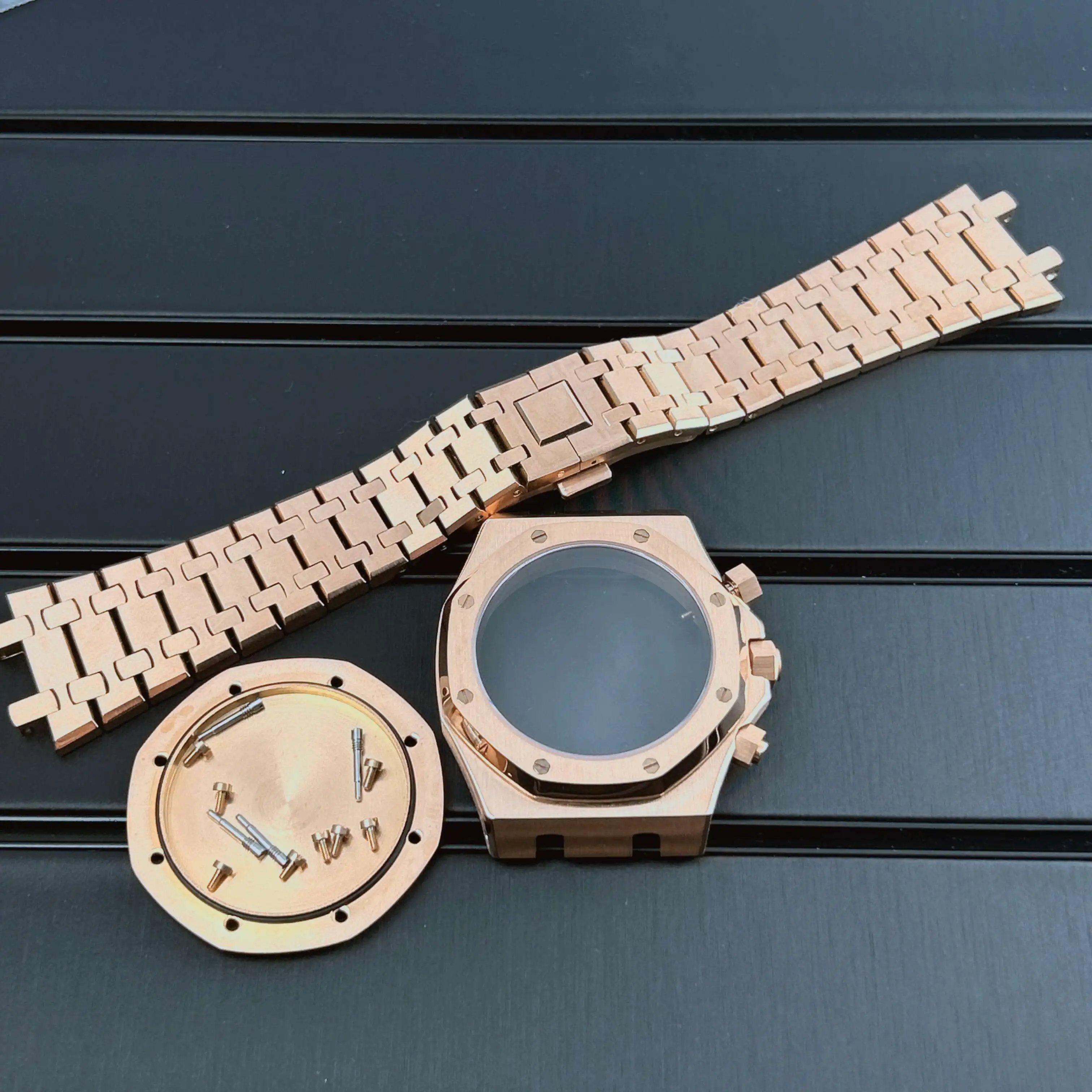 42MM Black Farmhouse Oak Octagonal Case Dial Sapphire Mirror For Quartz VK63 Case Pointer Kit Sk ASP Modified Watch Accessories