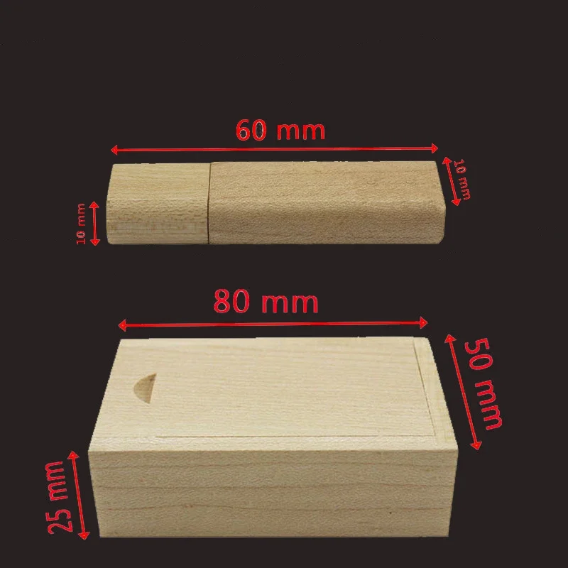 JASTER Wooden USB flash drive pen drives Maple wood Packing box pendrive 4GB 8GB 16GB 32GB 64GB 128GB memory stick Wholesale