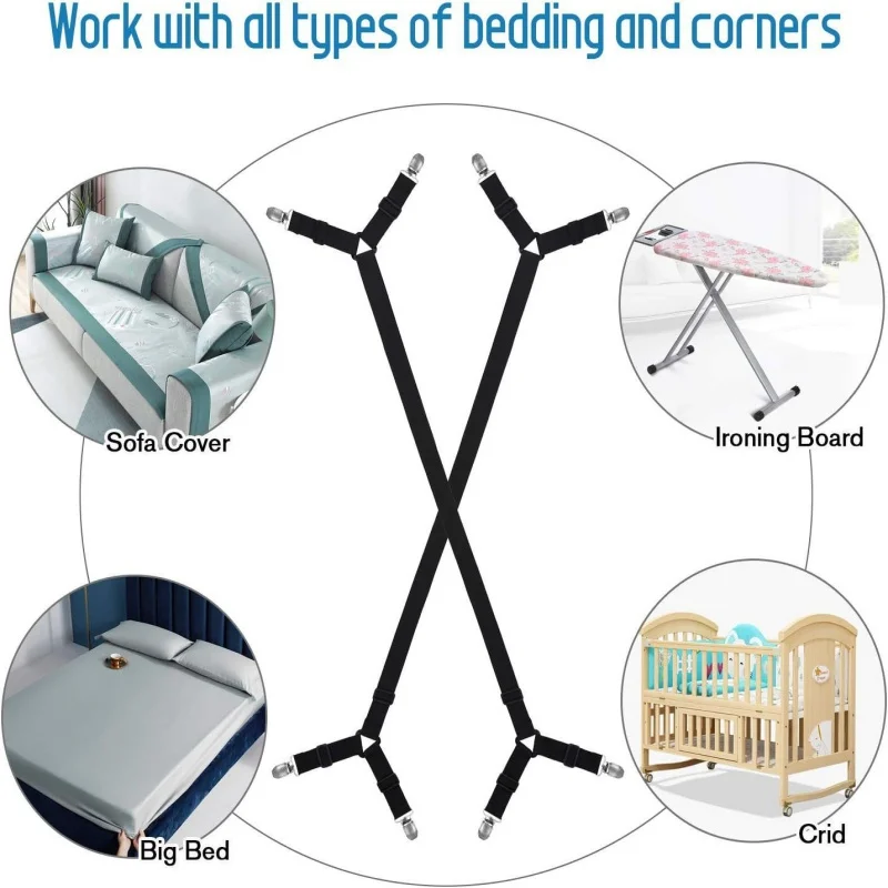 Sangles de support de drap de lit réglables, 6/4/2 pièces, Clip élastique antidérapant, couverture, support de couette, Gadget d'organisation