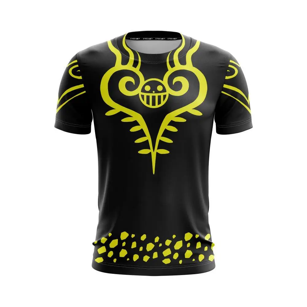 One Piece Trafalgar Law Logo T-shirt Men Women 3D All Over Print Black Yellow Heart Pirate Symbol Short Sleeve Anime Cosplay Tee