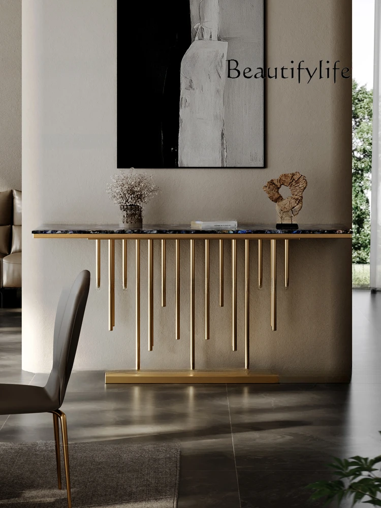 

home furniture all items Light Luxury Microcrystalline Marble Hallway Table Italian Semicircle Modern Simple Wall Entrance Hall