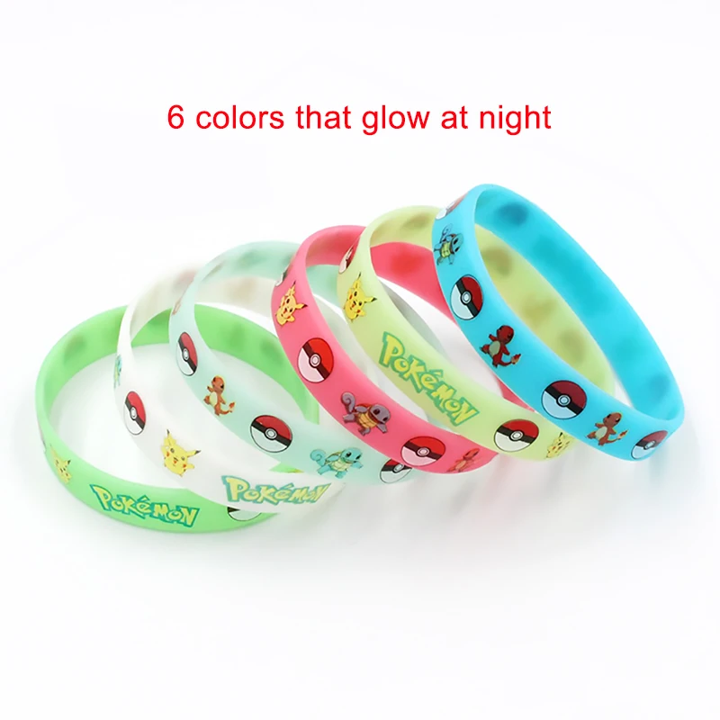6 stücke Pokemon Armband Anime Tasche Pikachu Nachtleuchtende Cartoon Silikon Armband Armbänder Kawaii Cosplay Accessoires Geschenk – Detail 7
