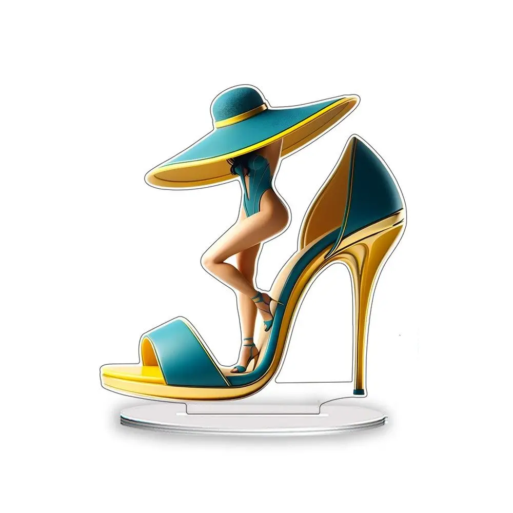 Cartoon beautiful woman high heels creative home living room tabletop ornaments senior gifts 3d wall art sculpture