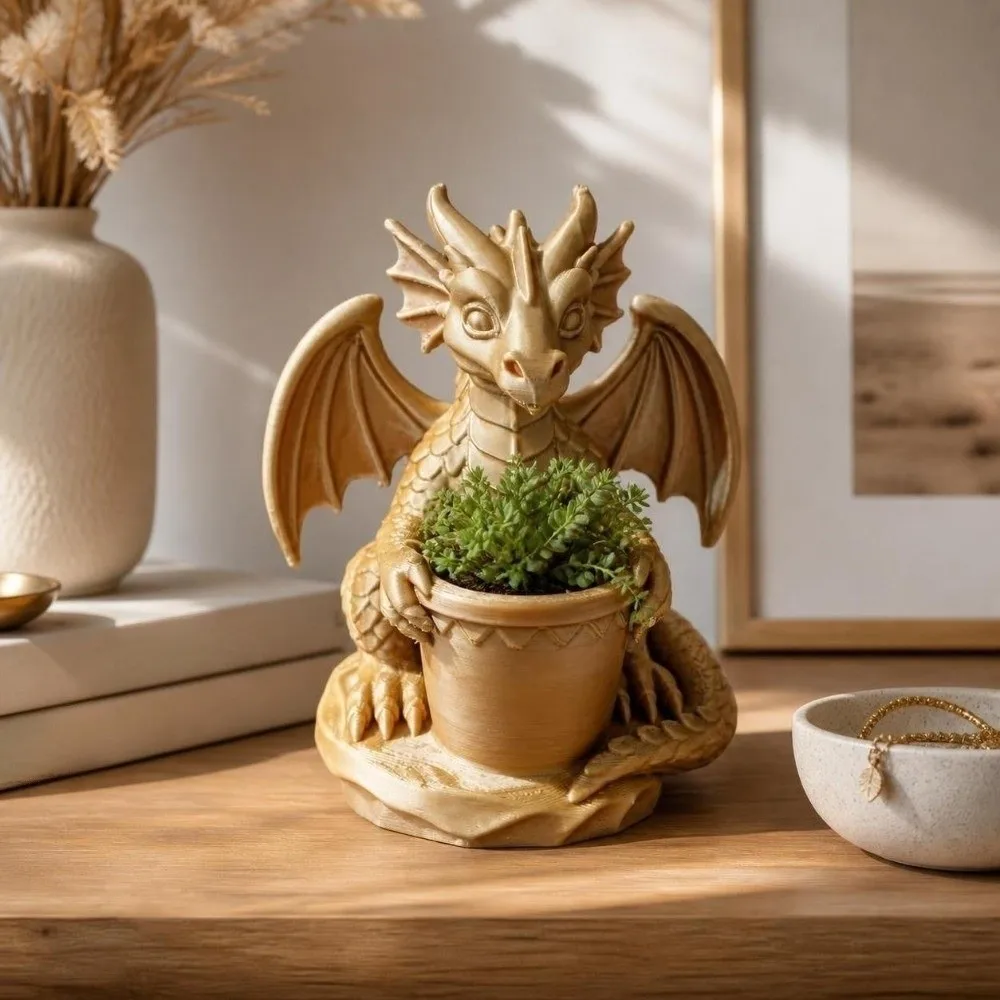 Funny Gothic Style Dragon Planter Pot Home Decoration 3D Printed Dragon Statue Mini Storage Box Desktop Ornaments Home