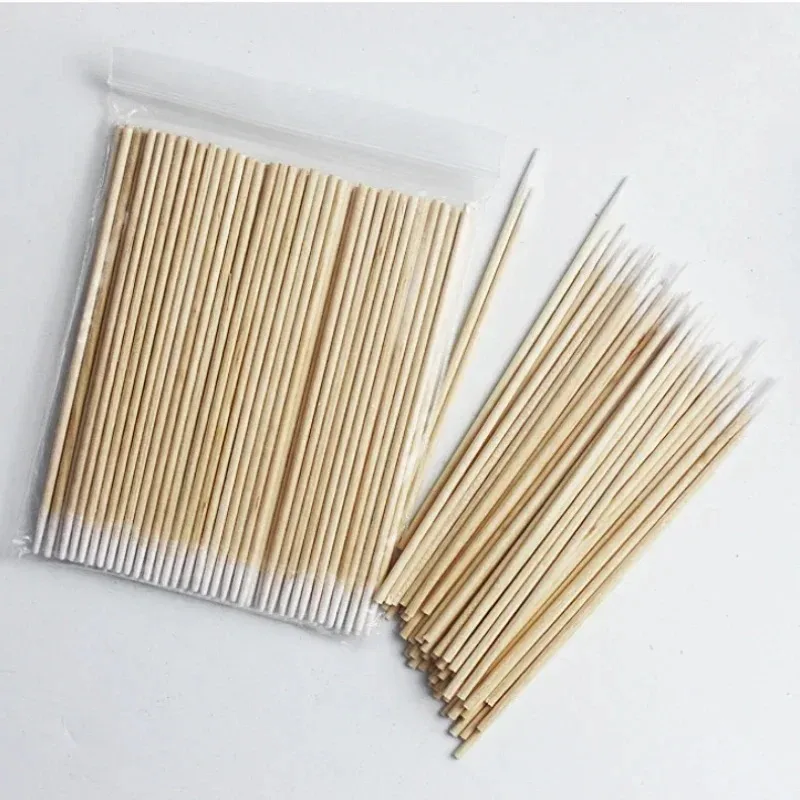 100-500Pcs Wooden Cotton Swab Sticks with Soft Tips for Manicure Nail Polish Remover Makeup Cleaning and DIY Crafts