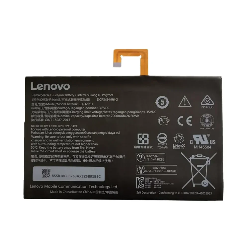 New Original Tab 2 Battery L14D2P31 For Lenovo Tab 2 Tab2 A7600-F A10-70 A10-70F A10-70L A10-70LC TB2 X30L X30F X30M 7000mAh