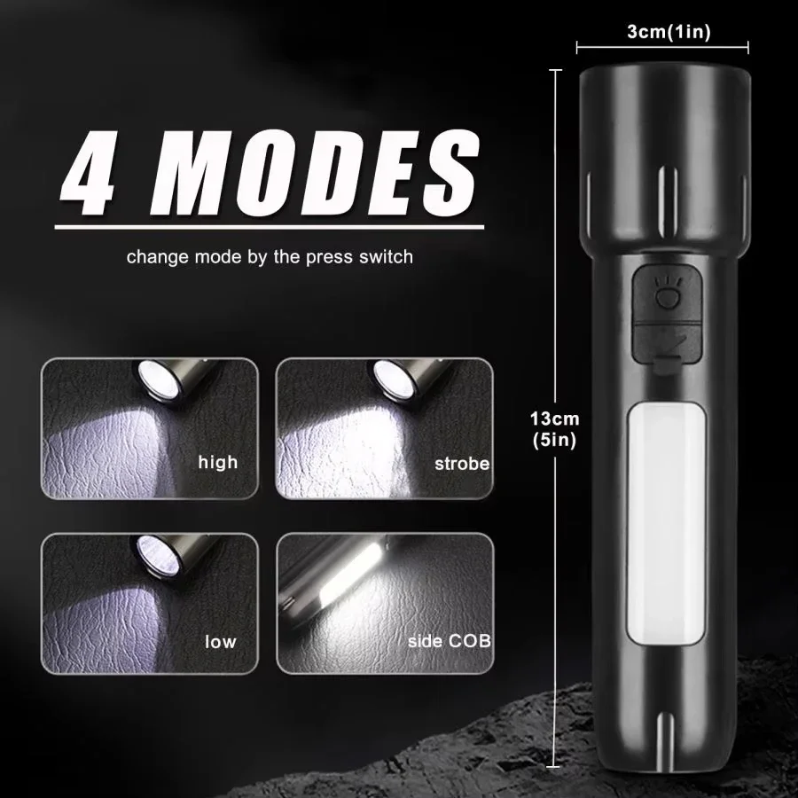 Mini Strong Lighting ABS Flashlamp USB Charging Portable Outdoor Small Flashlight Camping Hanging Lamp Focus COB Side Lamp Tool