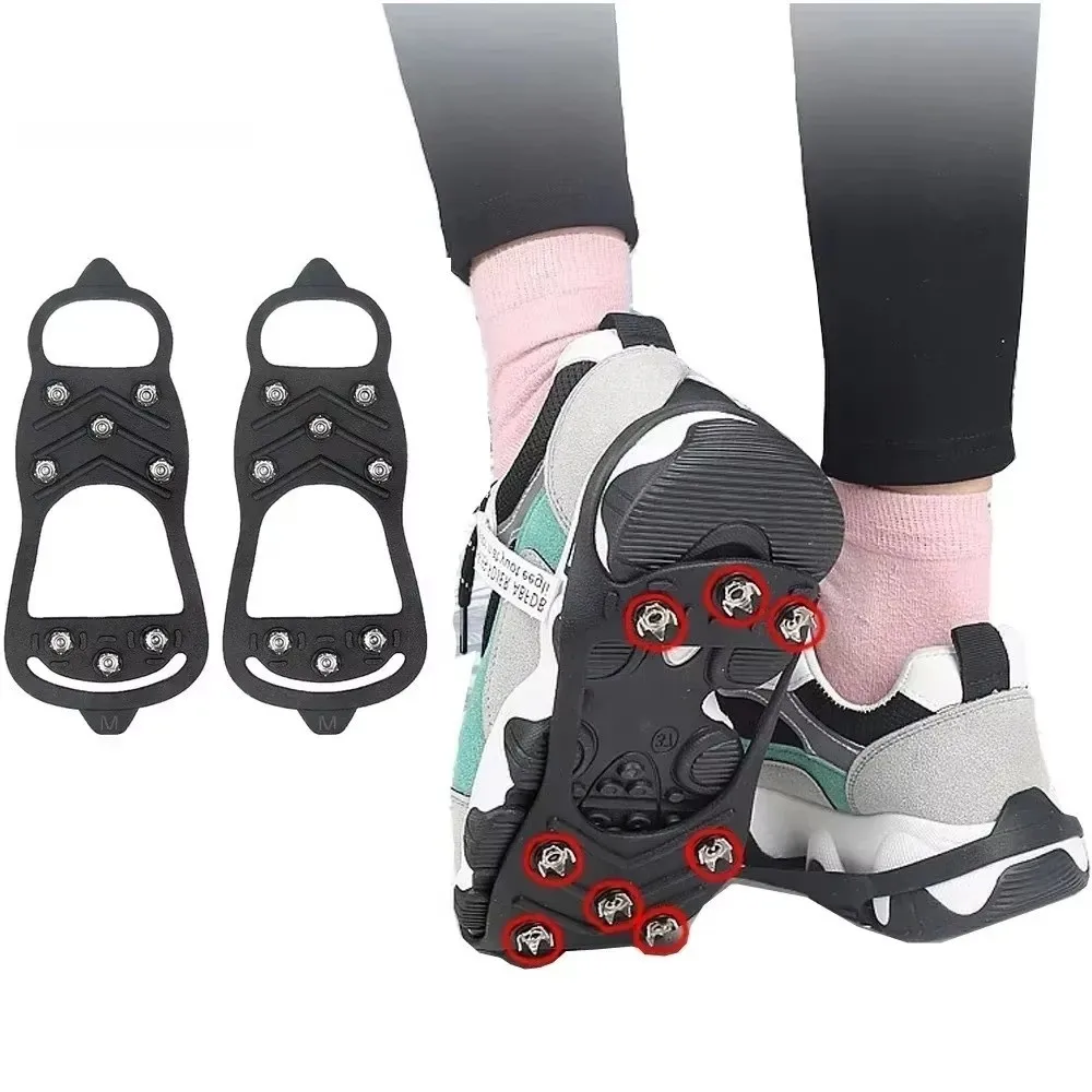 1 Pair New 5/8 Teeth Ice Gripper Spike Anti-Slip Spike Spike Grips Cleats Universal Shoes Crampons Winter Outdoor