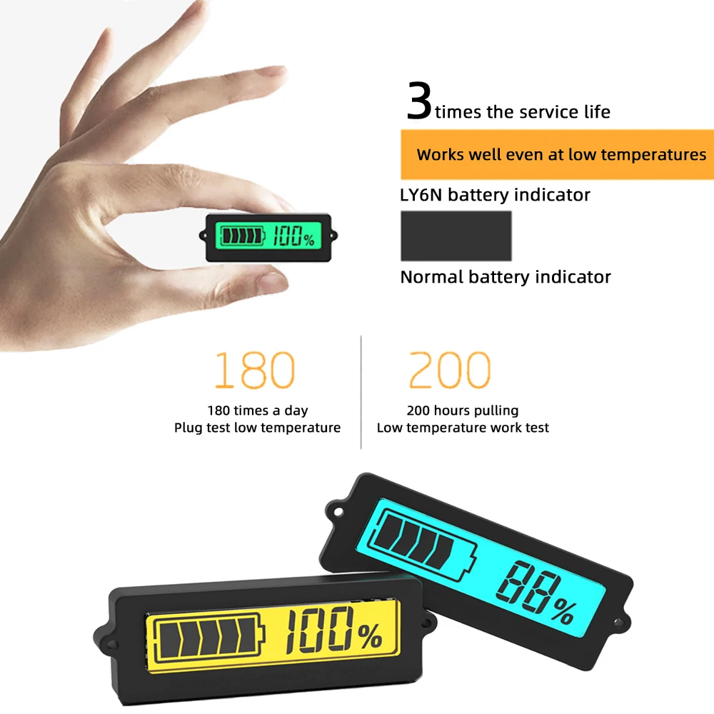 LY6N 12V 24V 36V 48V Lead-acid Battery Capacity Tester 3-15S Lithium Battery Capacity Indicator Meter Monitor Built-in Type