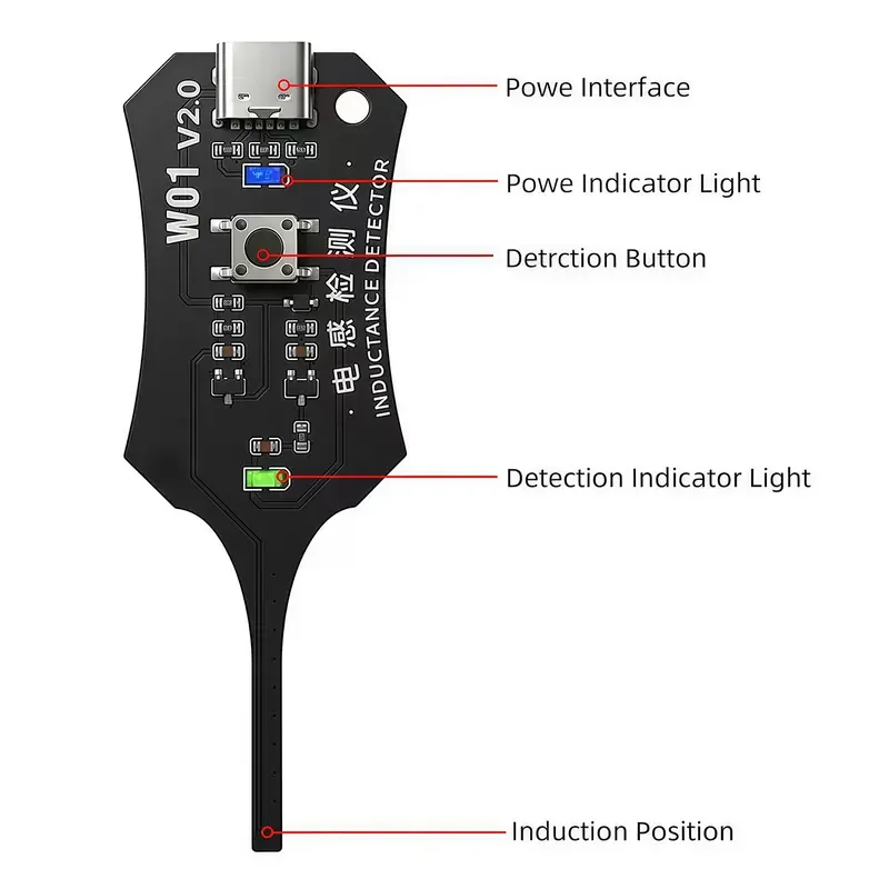 OSS W01 V2.0 Induktivitätstester Motherboard-Spulentester Elektronische Leiterplatten-Induktordetektor für Handy-Motherboard-Komponenten – Detail 7