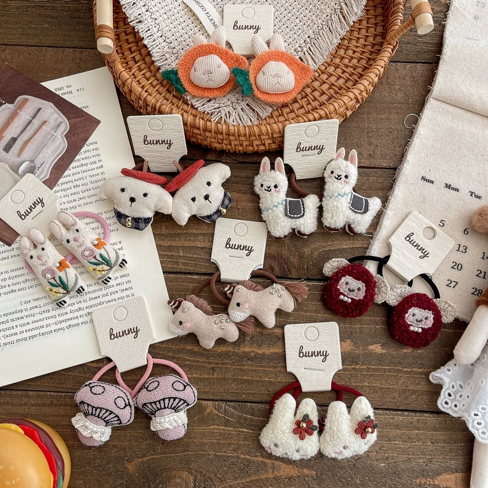 الكرتون الحيوان العصابات الشعر المرنة للفتيات إكسسوارات الشعر طفل ذيل حصان حامل الأطفال القطن الشعر التعادل دمية ماسك الشعر #5