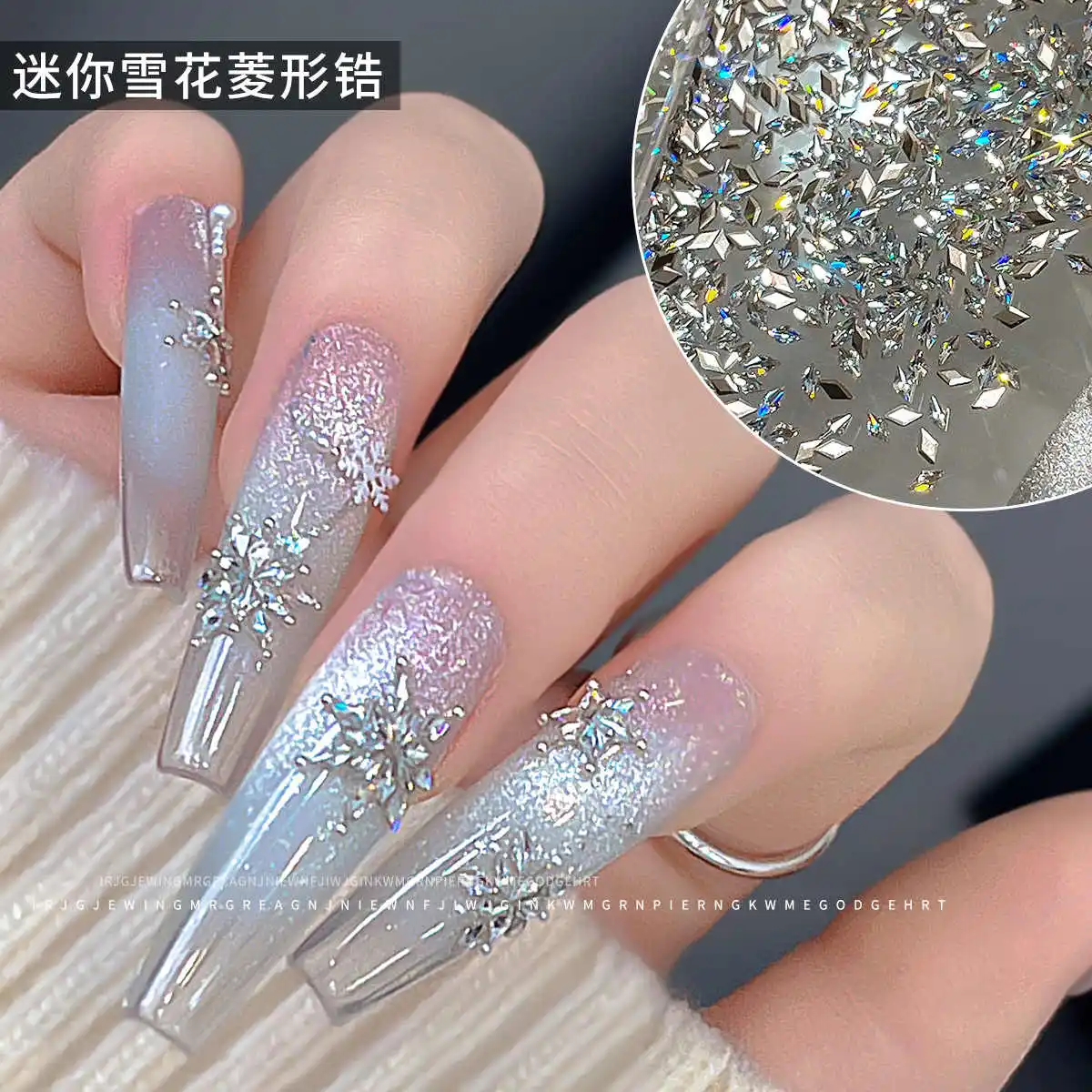 50/100pcs Clear White 3D Mini Zircon Rhinestones 2/3/4mm Rhombic/Oval Shaped Crystal Jewels DIY Manicure Accessories Nail Supply