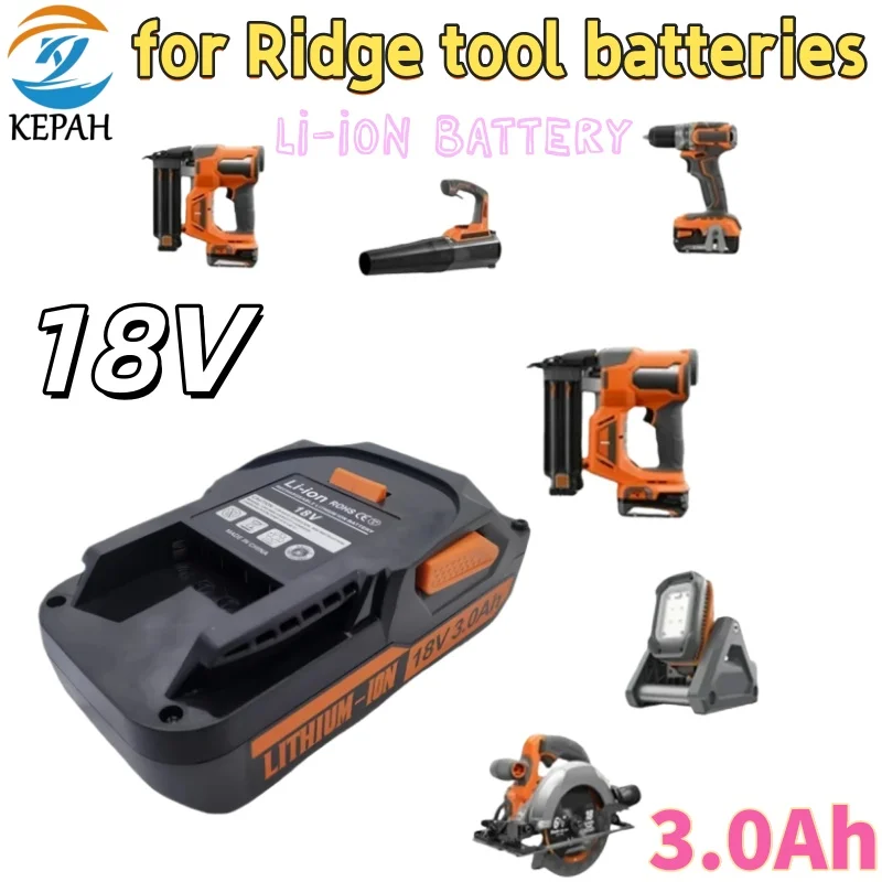 

For RIDGID 18V 3000mAh Rechargeable Li-ion Battery Ritchie RIDGID Power Tool Battery Replacement Cordless Power Tool