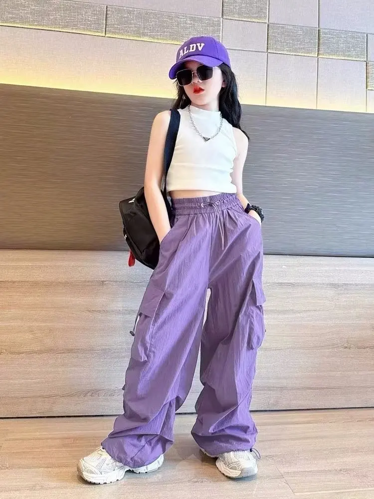 Girls\' Workwear Pants Autumn New Korean Version Of Children\'s Fashionable Casual Pants Trendy Wide Leg Pants For Big Boys