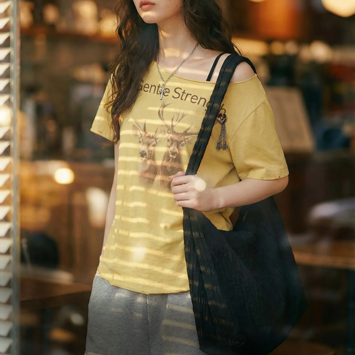 Maden Women's Y2K Graphic Tee Cotton T Shirt Off Shoulder Slim Fit Short Sleeve Top Vintage Streetwear Casual Summer Fashion