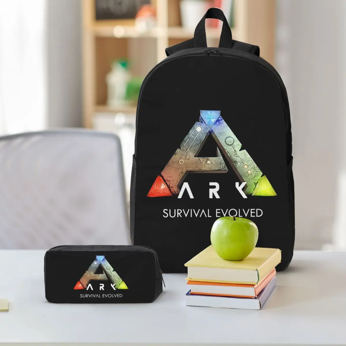 Ark Survival Evolved Black Backpack Boys Girls BookBag School Bag Shoulder Bags 3ps Insulated Lunch Bag Pencil Case