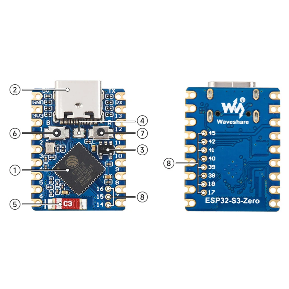 

ESP32-C3-Zero/ESP32-S3-Zero Development Board ESP32-C3FN4 Single-Core/ESP32-S3FH4R2 Dual-Core Support 2.4GHz Wi-Fi and BT 5