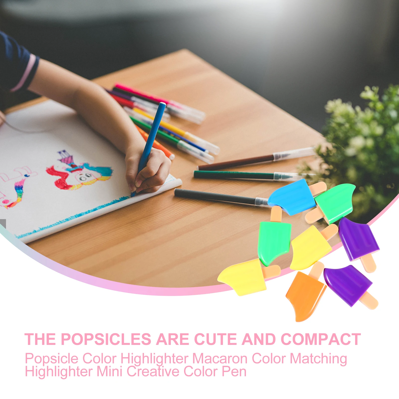 

10 Pcs Popsicle Highlighter Colored Mini Highlighters Marker Pen Colorful Writing Pens