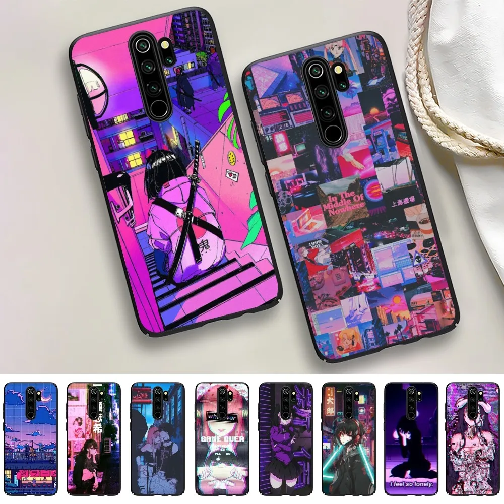 Vaporwave Glitch Anime Phone Case For Redmi Note 4 X 5 A 6 7 8 T 9 9S 10 11 11S 11Epro Poco M3 pro